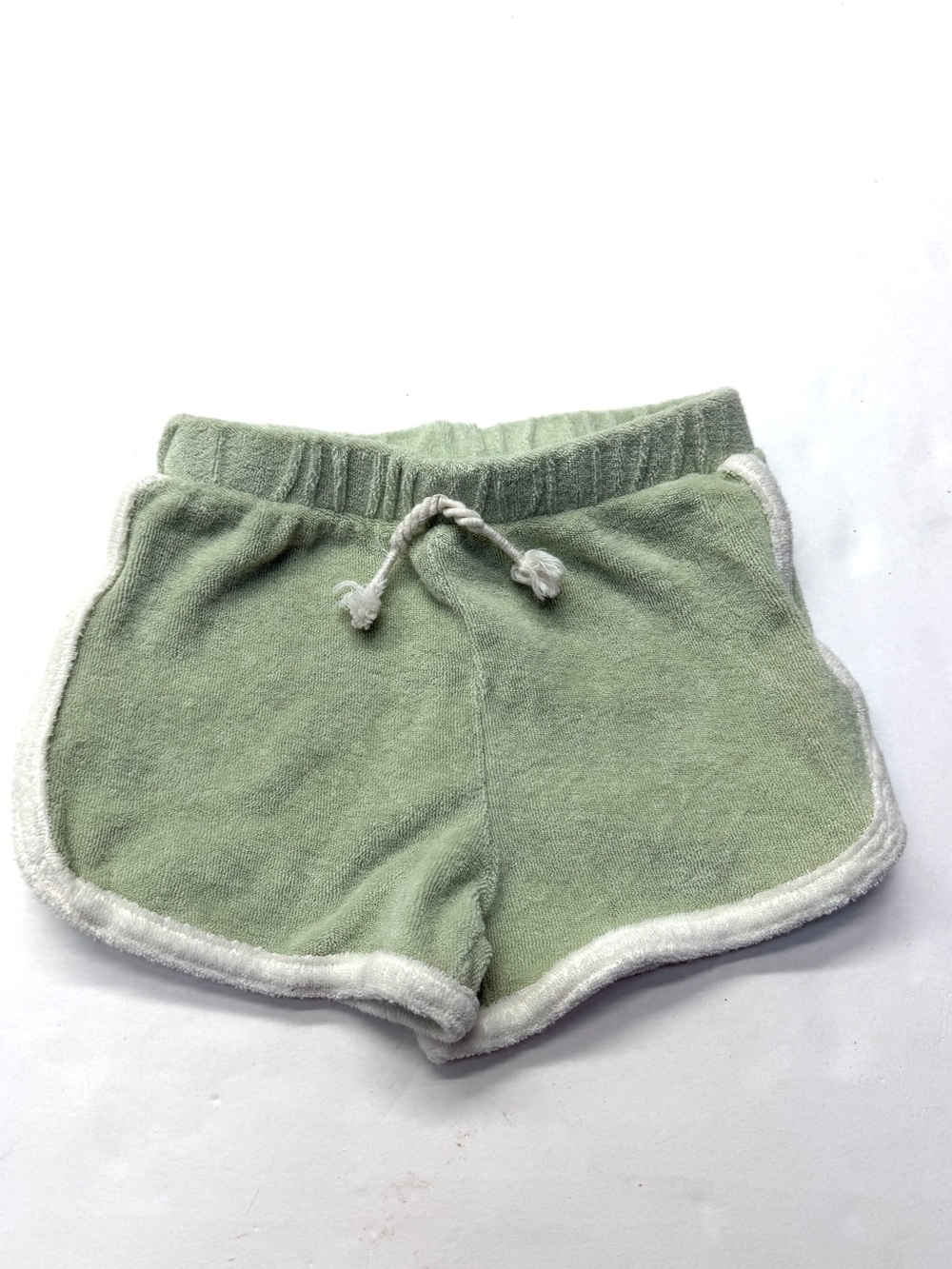 Easy-Peasy Kids Terry Cloth Sage Green Drawstring Dolphin Retro Shorts